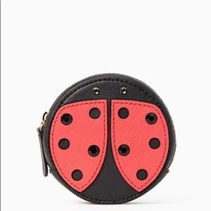 Authentic KATE SPADE Saffiano ladybug zip coincase